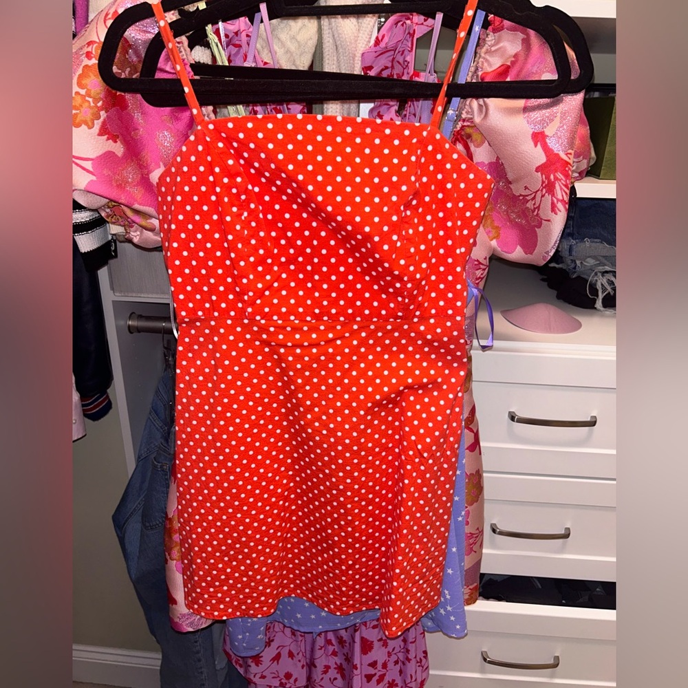 Small Urban Outfitters Kimchi Blue Red & White Polka Dot dress